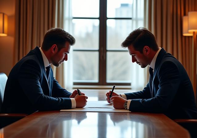 Professional legal negotiation in a modern London boardroom